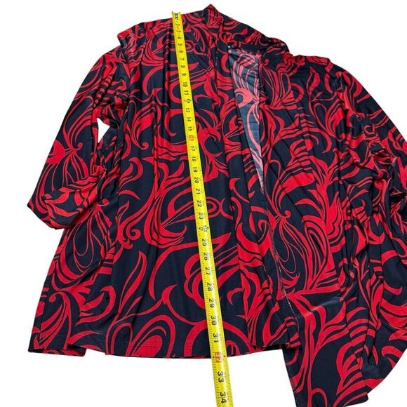 Ulla Popken Open Jacket Red Black 32/34 Artsy Classic Relaxed Stretch - Picture 8 of 8